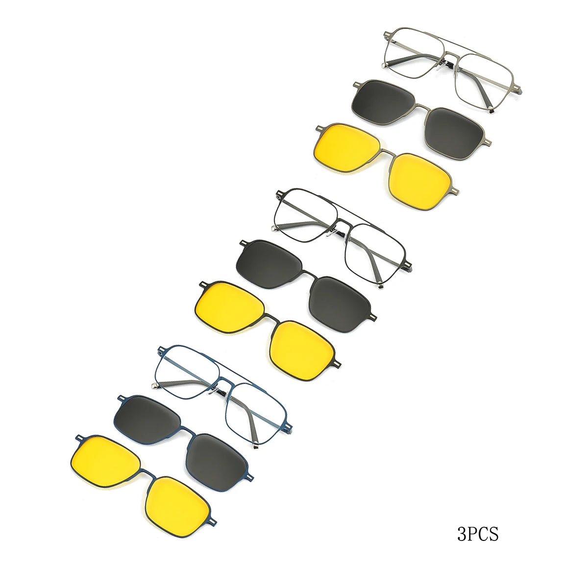 Metal 3 In 1 New Style Magnet Clip On Glasses Frame
