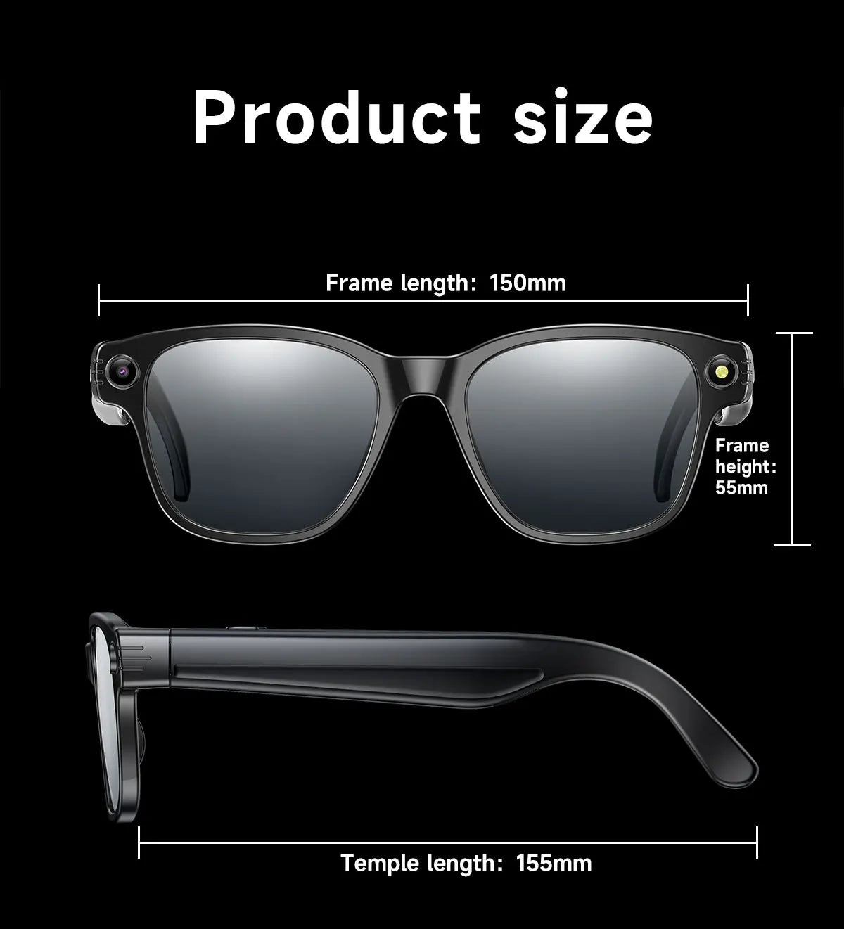 Smart Glasses With 8M HD camera 1200P