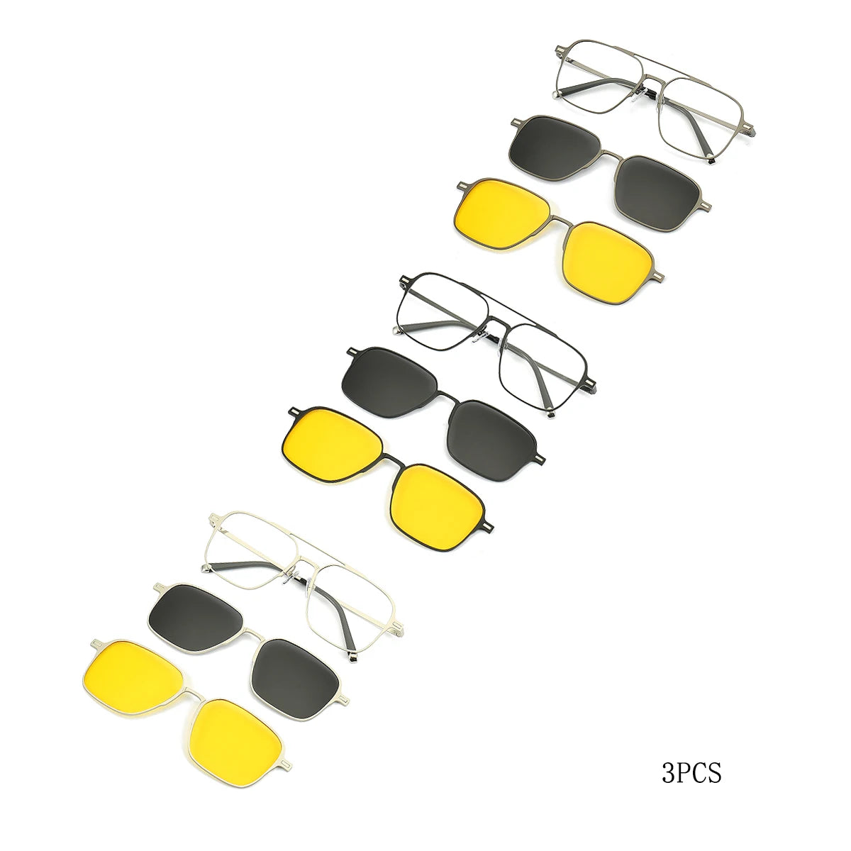 Metal 3 In 1 New Style Magnet Clip On Glasses Frame