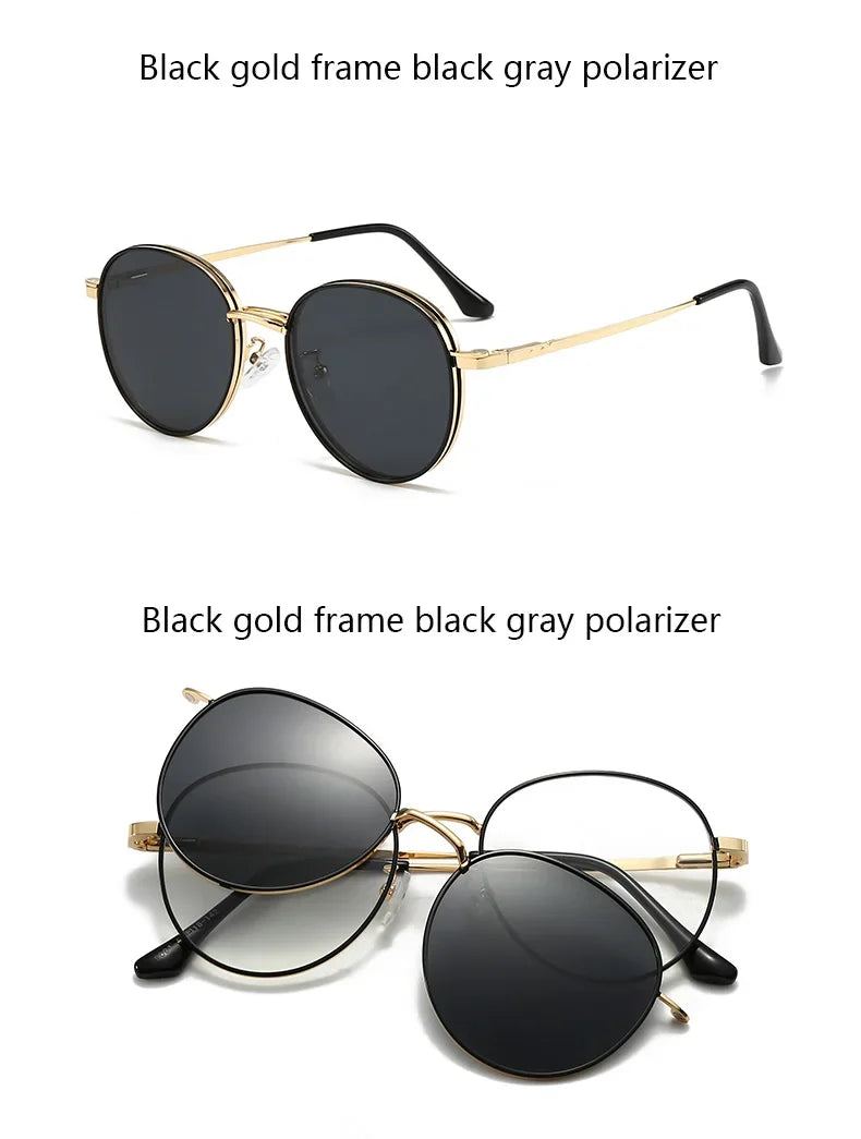 Roud Frame Polarized Sunglasses Magnetic