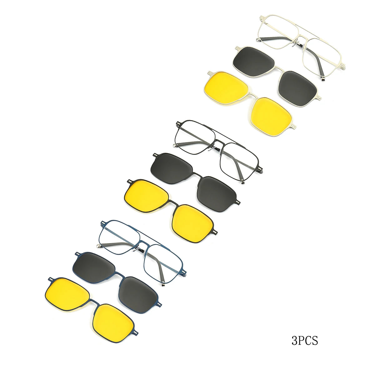 Metal 3 In 1 New Style Magnet Clip On Glasses Frame