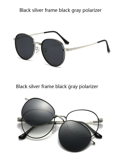 Roud Frame Polarized Sunglasses Magnetic