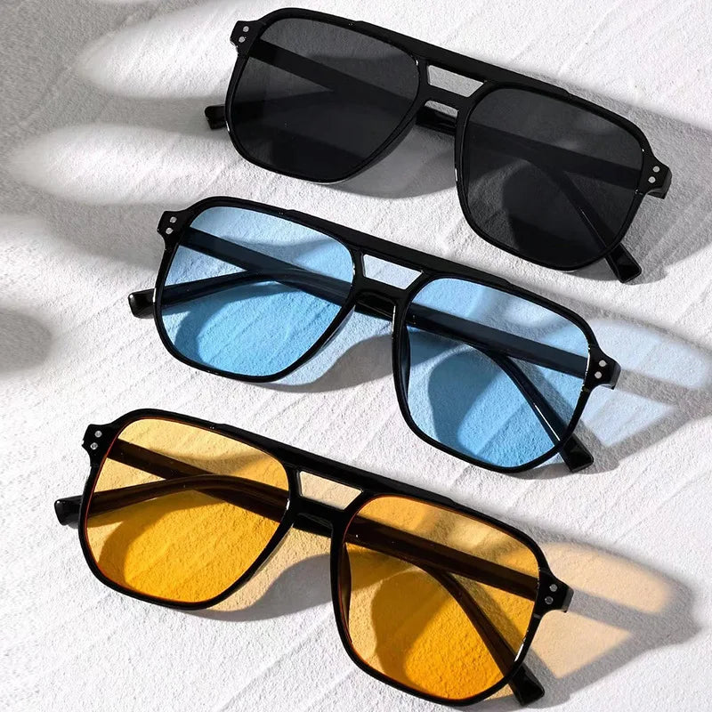 Women Men Square Sun Glasses Retro Polygon Sunglasses