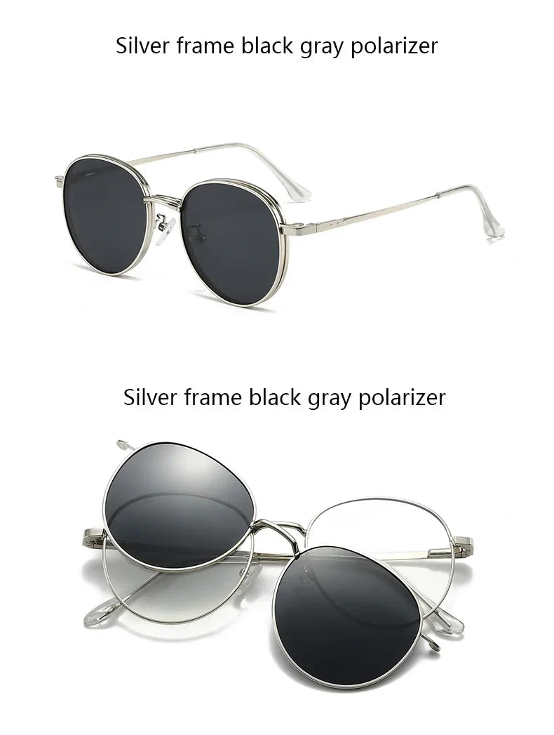 Roud Frame Polarized Sunglasses Magnetic