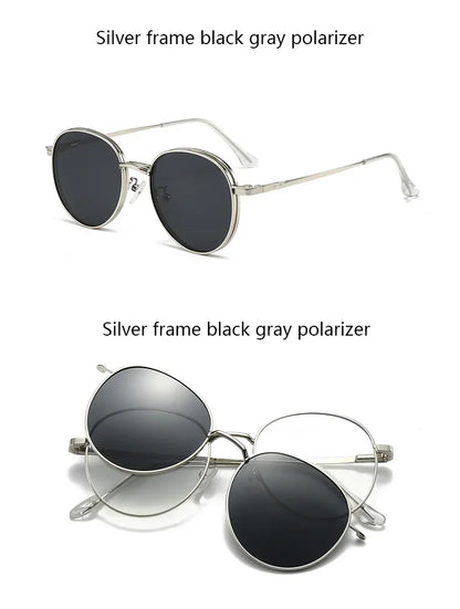Roud Frame Polarized Sunglasses Magnetic