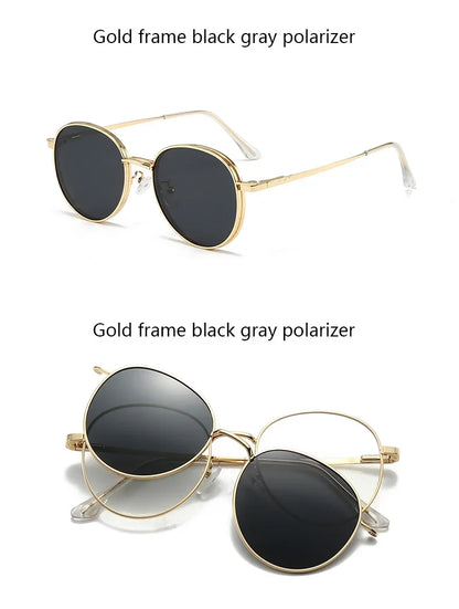Roud Frame Polarized Sunglasses Magnetic