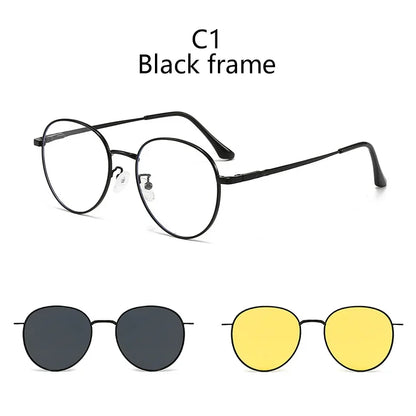 Roud Frame Polarized Sunglasses Magnetic