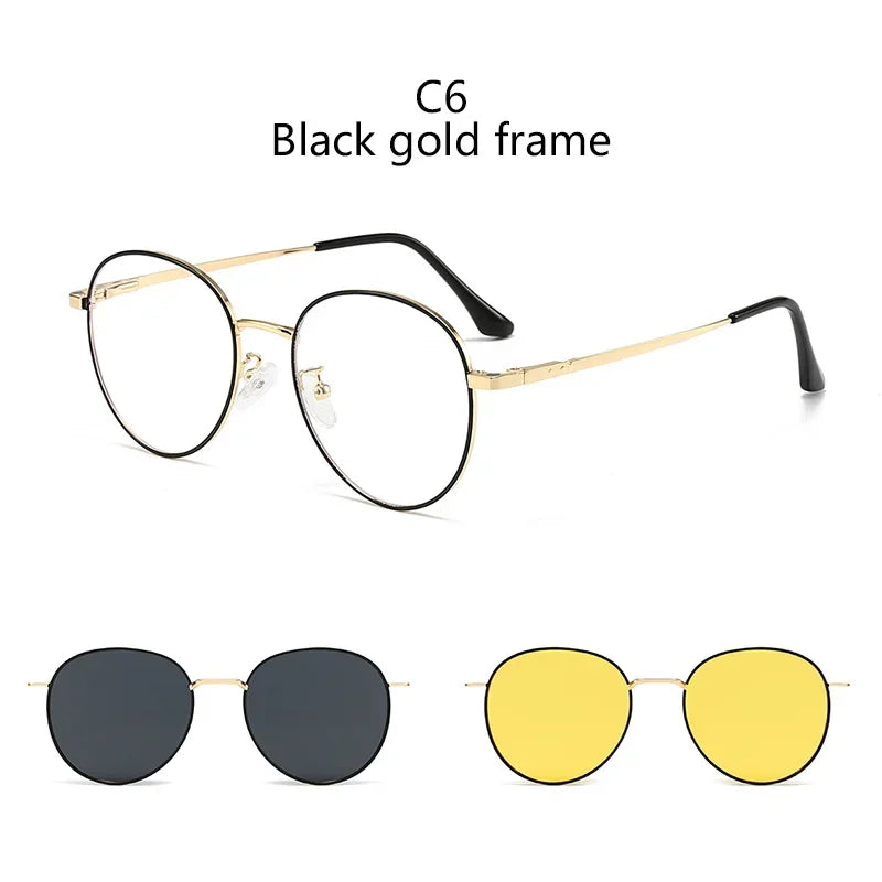 Roud Frame Polarized Sunglasses Magnetic