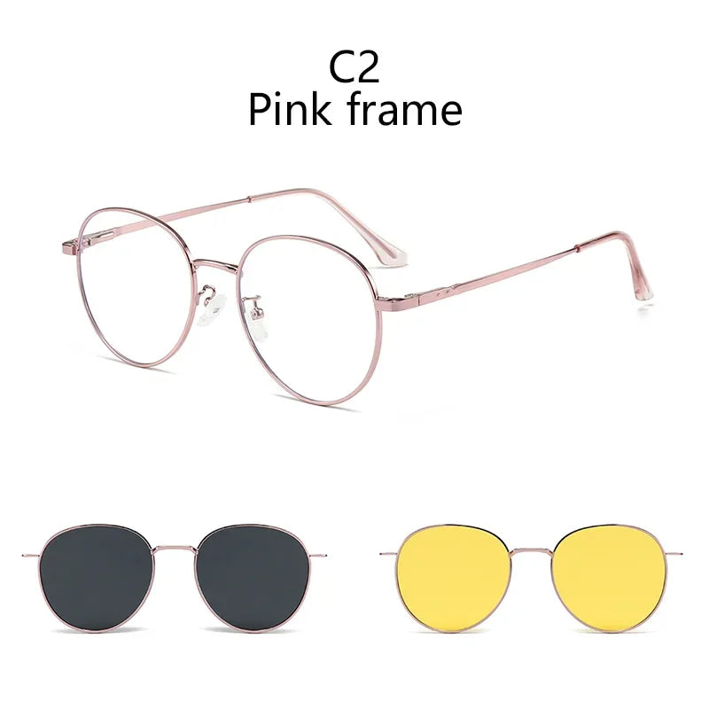 Roud Frame Polarized Sunglasses Magnetic
