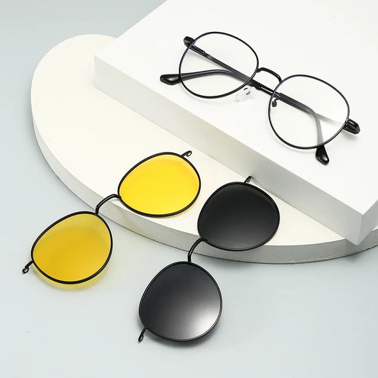 Roud Frame Polarized Sunglasses Magnetic
