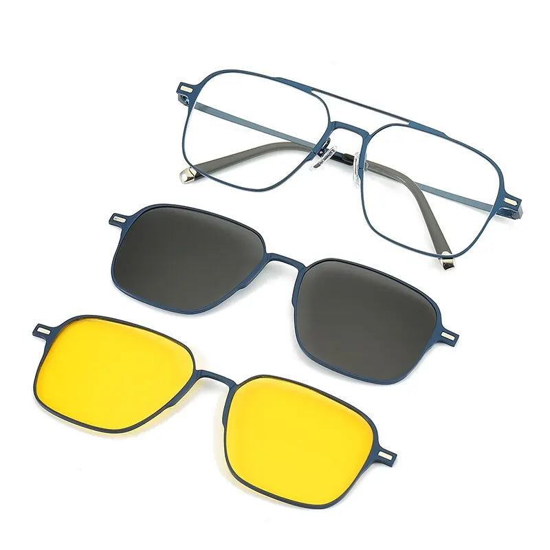Metal 3 In 1 New Style Magnet Clip On Glasses Frame