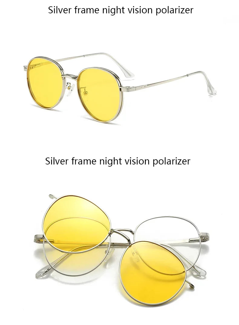 Roud Frame Polarized Sunglasses Magnetic