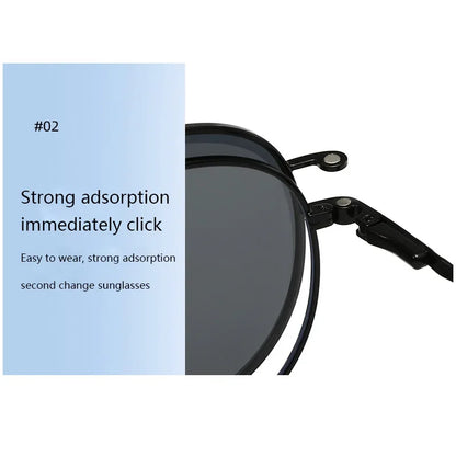Roud Frame Polarized Sunglasses Magnetic