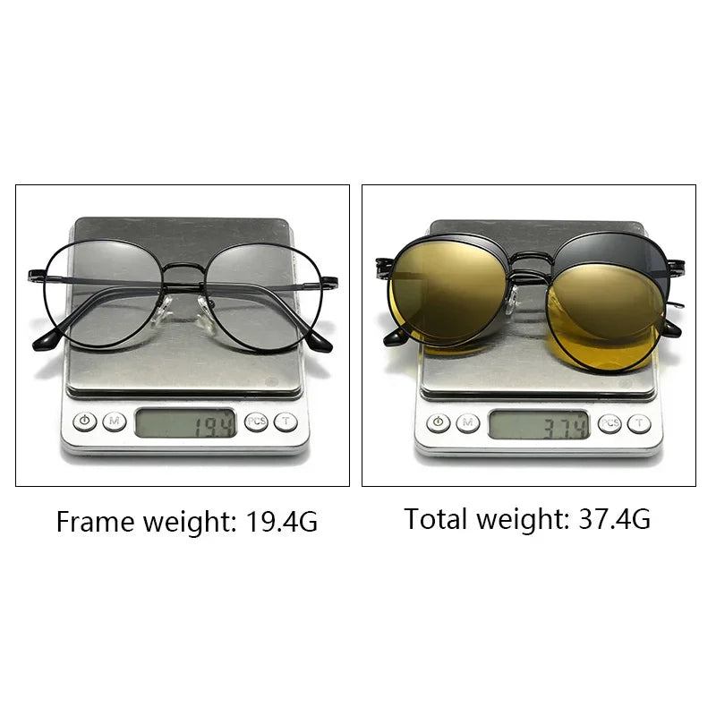 Roud Frame Polarized Sunglasses Magnetic
