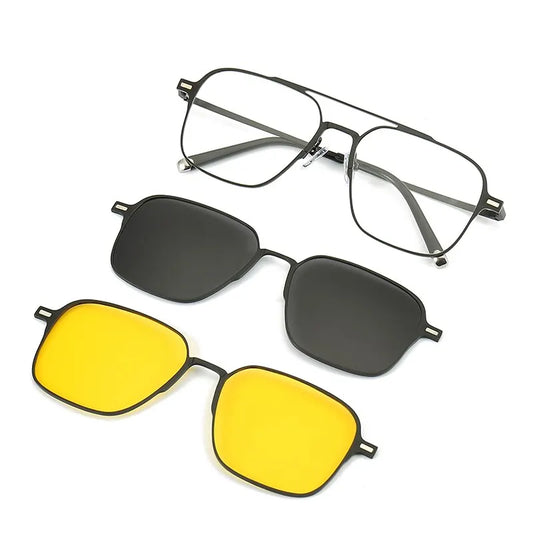 Metal 3 In 1 New Style Magnet Clip On Glasses Frame