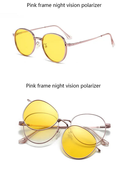 Roud Frame Polarized Sunglasses Magnetic