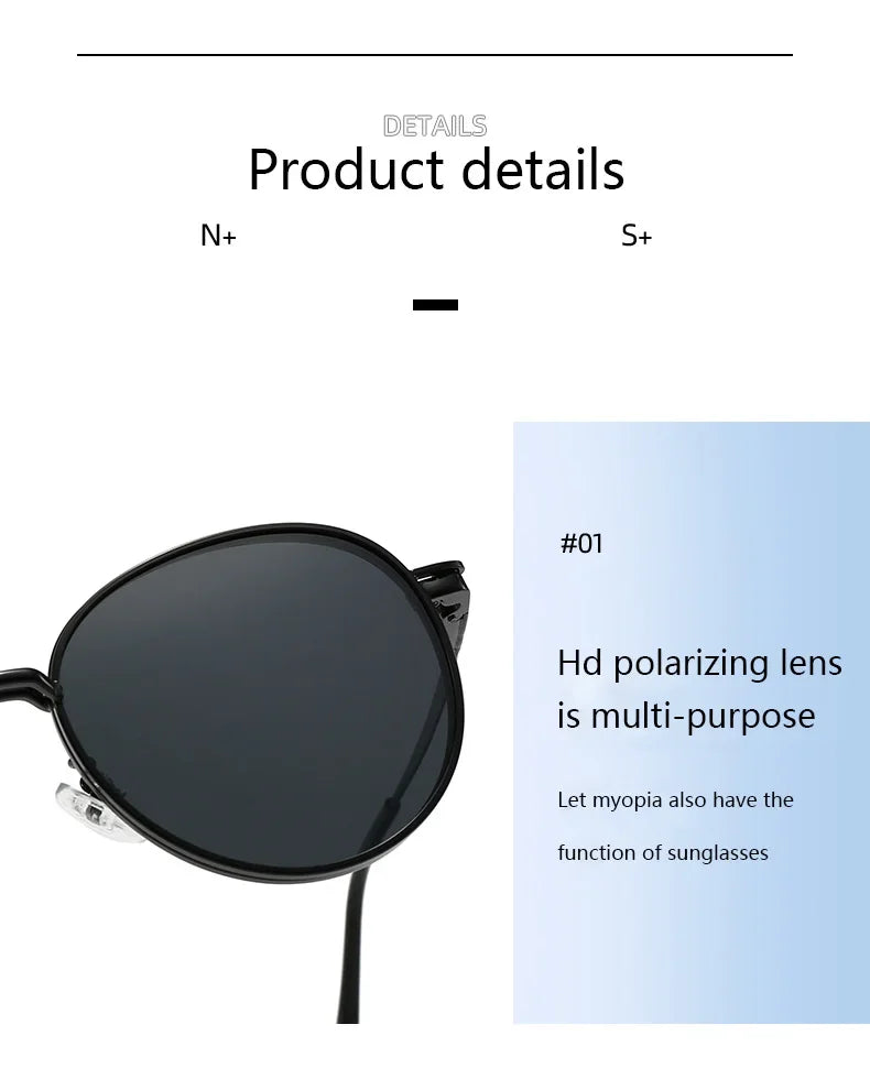 Roud Frame Polarized Sunglasses Magnetic