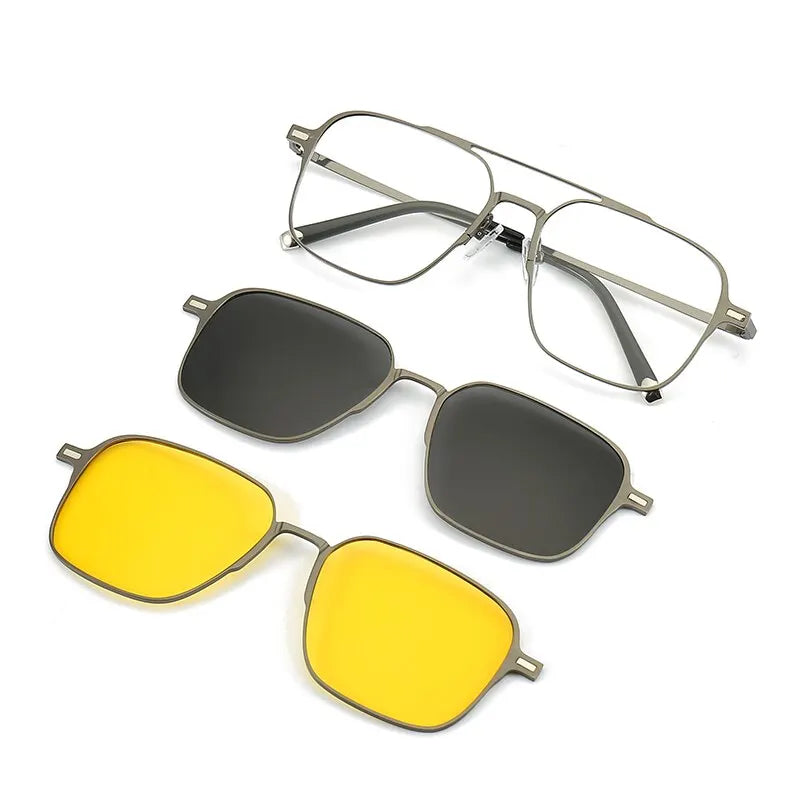 Metal 3 In 1 New Style Magnet Clip On Glasses Frame