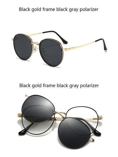 Roud Frame Polarized Sunglasses Magnetic