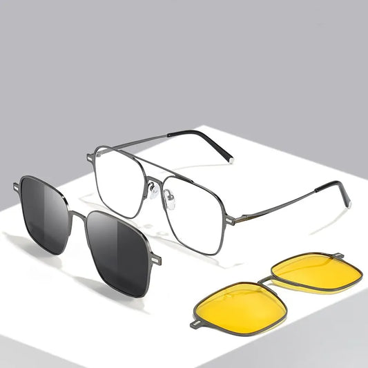 Metal 3 In 1 New Style Magnet Clip On Glasses Frame