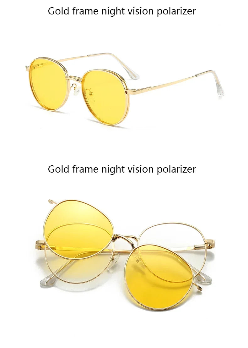 Roud Frame Polarized Sunglasses Magnetic
