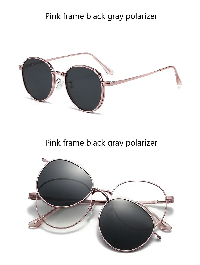 Roud Frame Polarized Sunglasses Magnetic