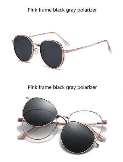 Roud Frame Polarized Sunglasses Magnetic