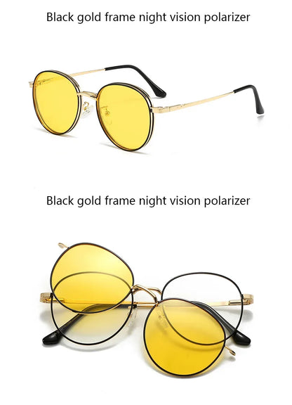Roud Frame Polarized Sunglasses Magnetic