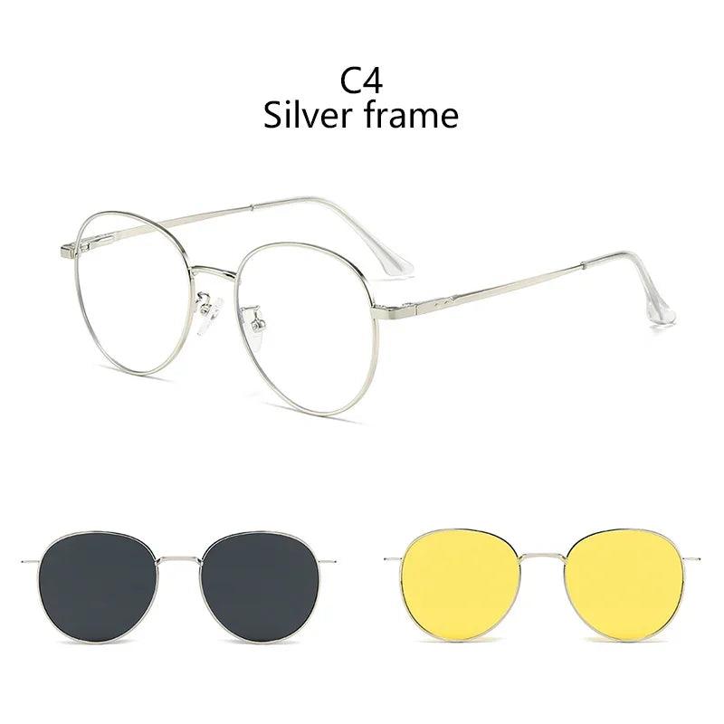 Roud Frame Polarized Sunglasses Magnetic