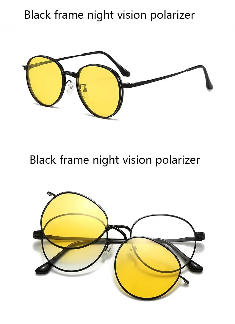 Roud Frame Polarized Sunglasses Magnetic