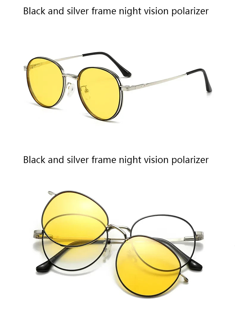 Roud Frame Polarized Sunglasses Magnetic