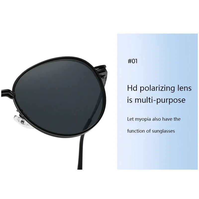 Roud Frame Polarized Sunglasses Magnetic