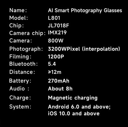 Smart Glasses With 8M HD camera 1200P