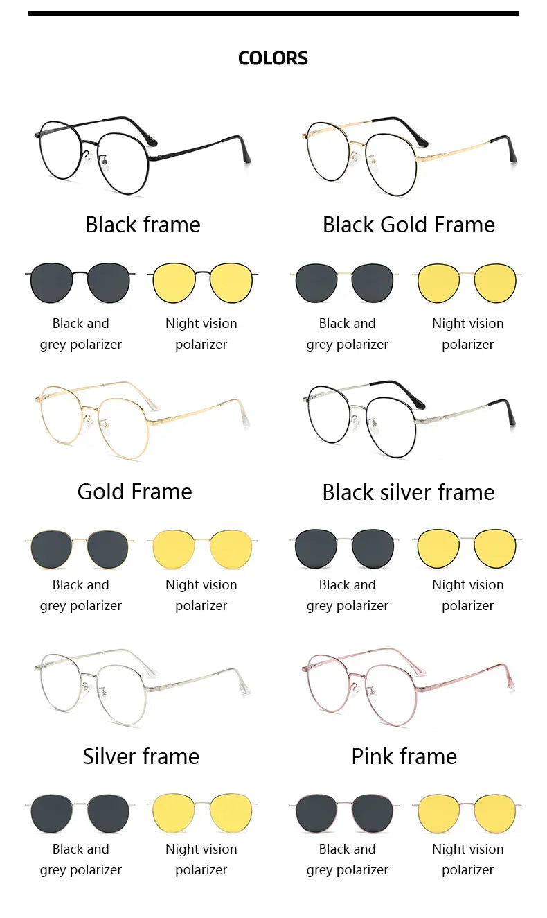 Roud Frame Polarized Sunglasses Magnetic