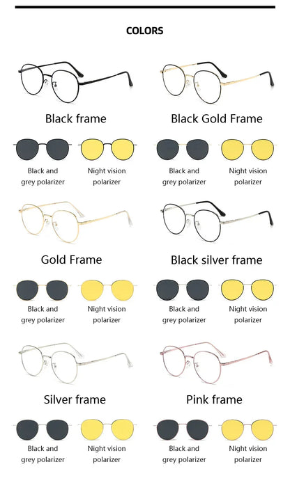 Roud Frame Polarized Sunglasses Magnetic